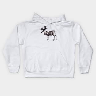 Reindeer Ink Drawing Kids Hoodie